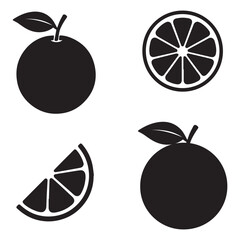 Orange Fruit Silhouette Vector Illustration Isolated on White Background