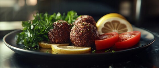 Vegetarian steak tartar balls on plate