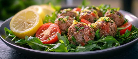 Gourmet vegetarian tartar balls and slices