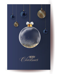 Merry Christmas and Happy New Year background for Greeting cards with tree Branches christmas tree gold paper and gold stars. Merry Christmas vector text Calligraphic Lettering Vector illustration