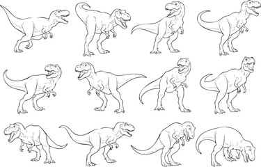 Roaring Dinosaurs A Collection of Tyrannosaurus Rex Illustrations in Various Poses