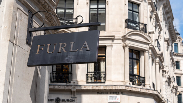 Furla store sign, 24 April, Central London, UK