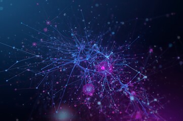 Abstract network of glowing particles in deep space
