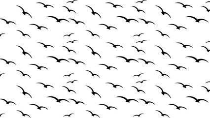 Seamless pattern of flying birds silhouettes graphic