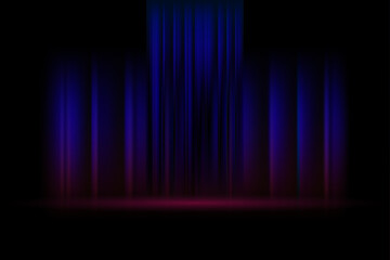 Dark Blue Stage Background with Red and Purple Light Curtains