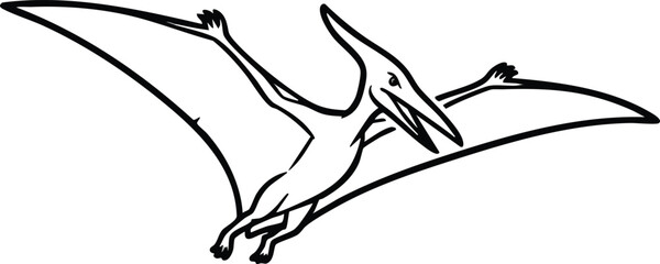 Pterodactyl's Flight Prehistoric Elegance in Minimalist Line Art