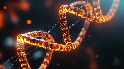Glowing orange dna helix representing genetic science coding - Powered by Adobe