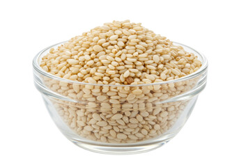 Isolated bowl of sesame seeds used in cooking, baking and as garnish in many cuisines