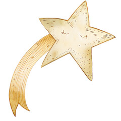 Watercolor shooting star clipart, celestial illustration © ThemeRage