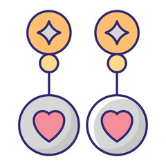 Heart earrings Vector Icon which can easily modify or edit