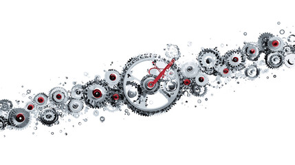 Abstract Gears and Clockwork Illustration with Red Accents