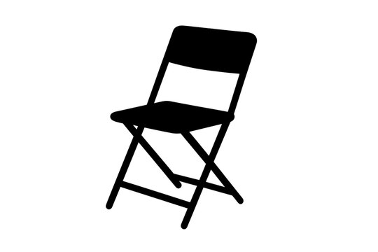 Clean black silhouette of a portable collapsible folding chair for temporary seating