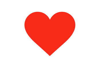 Simple red heart shape symbol of love and romance on a clean white background