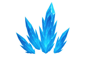 Fototapeta premium Blue crystal cluster growing, natural mineral combining light and energy, magical game asset with glow effect