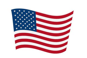 United States national flag waving in the wind against a clean white background