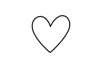 Minimalist black outline of a simple heart shape representing love and affection
