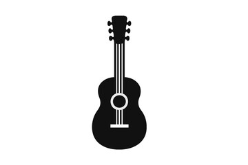 Naklejka premium Minimalist black silhouette of an acoustic string instrument used for music and entertainment