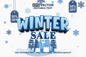 Winter Sale Editable Text Effect in Blue Style Theme