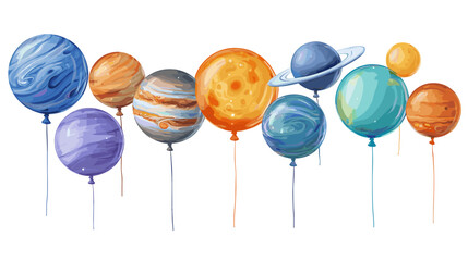 Vector Illustration of Solar System Planets as Balloons