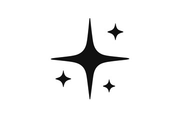 Minimalist black icon representing a bright four-pointed star sparkle or shining light effect symbol