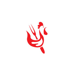 Fire Chicken Logo Design - Rustic Flame Hen Icon for Fast Food Branding