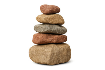 Zen stone stack showing balance, stability, harmony, and meditation, creating a calming visual on transparent background