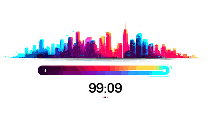 Vibrant Abstract Cityscape Vector with Digital Timer