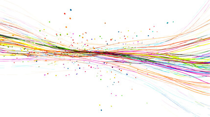Colorful Abstract Lines and Dots on White Background