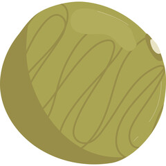 Stylized illustration of a green coconut with a transparent background and smooth surface texture featuring subtle curved lines on its exterior and a hint of white highlight