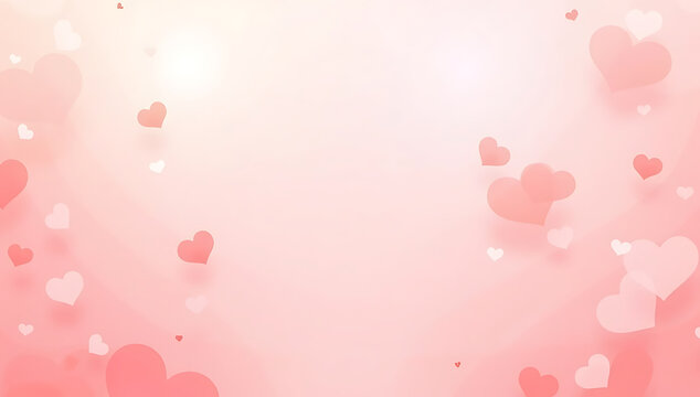 Elegant pink background with floating hearts creating a dreamy and romantic atmosphere for valentines day