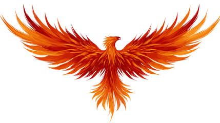Phoenix Bird Illustration with Vibrant Red and Orange Feathers