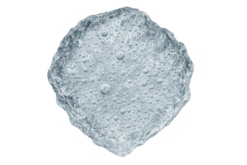 Ice cube floating, forming intricate frozen patterns with tiny trapped air bubbles, chilling for a refreshing beverage