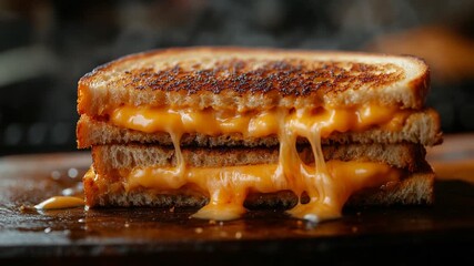 Delicious grilled cheese sandwich with melting cheese - Powered by Adobe