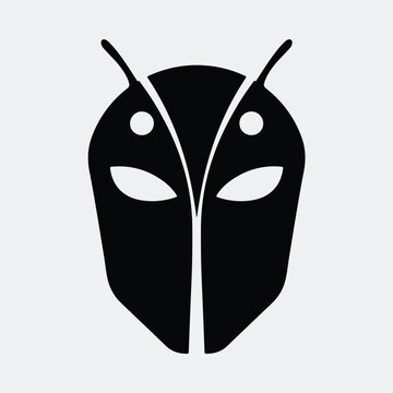 Silhouette Ant head simplified design logotype emblem vector illustration
