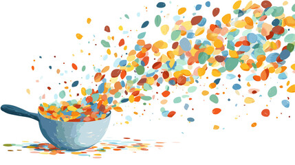 Colorful Confetti Explosion from Bowl Illustration