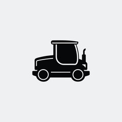 Silhouette of a simple asphalt compactor machine construction vector illustration