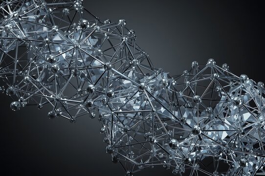 Intricate abstract metallic structure with complex geometric patterns - Powered by Adobe