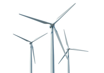 Isolated Wind Turbines Group Against Clear Sky, Renewable Energy Concept, Sustainability Ideas