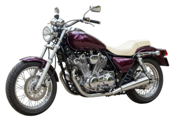 Isolated Burgundy Custom Motorcycle Classic Cruiser Style, a Powerful Touring Vehicle