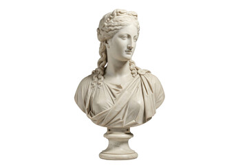 Obraz premium Isolated bust of Roman goddess Diana, a classic marble statue from an ancient world culture