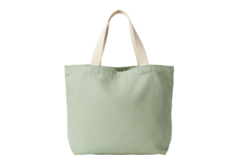 Isolated eco-friendly tote bag, reusable cotton carrier for shopping, plain light green color