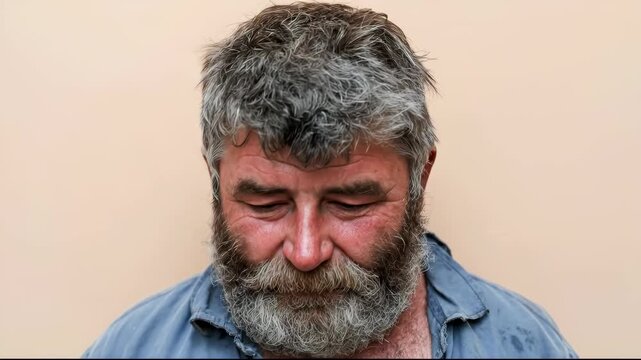 Portrait of a mature man with a grey beard looking at the camera.