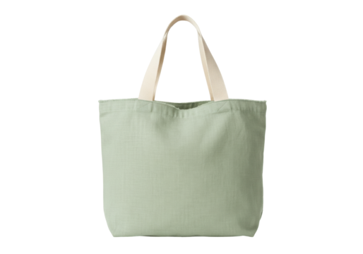 Isolated eco-friendly tote bag, reusable cotton carrier for shopping, plain light green color - Powered by Adobe
