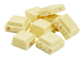 Isolated white chocolate bars with nuts, a sweet dessert treat to indulge and enjoy yourself