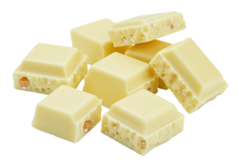 Isolated white chocolate bars with nuts, a sweet dessert treat to indulge and enjoy yourself