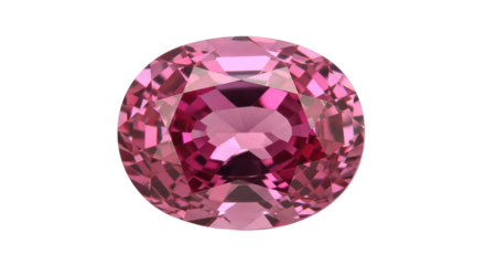 Isolated Rose Quartz Gemstone in Oval Cut Shape with Elegant Facets, Jewel Stone, Pink Color