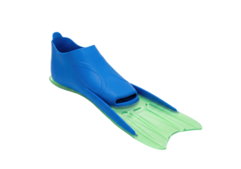 Isolated blue swim fins for diving or snorkeling equipment in summer leisure activity