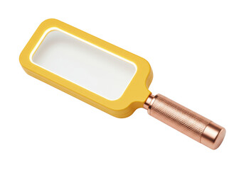 Isolated rectangular magnifying glass with bronze handle, enhancing vision for reading