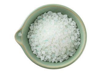Isolated spa salts in a ceramic bowl, bath salts, skincare, body scrub, health, beauty