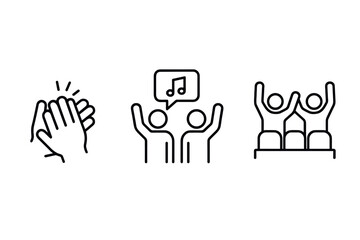 Obraz premium Celebration and applause icons in minimalist line art style